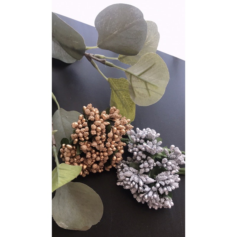 Putik Bunga Kombinasi Glitter / Bahan Kerajinan Tangan / Putik emas Putik silver