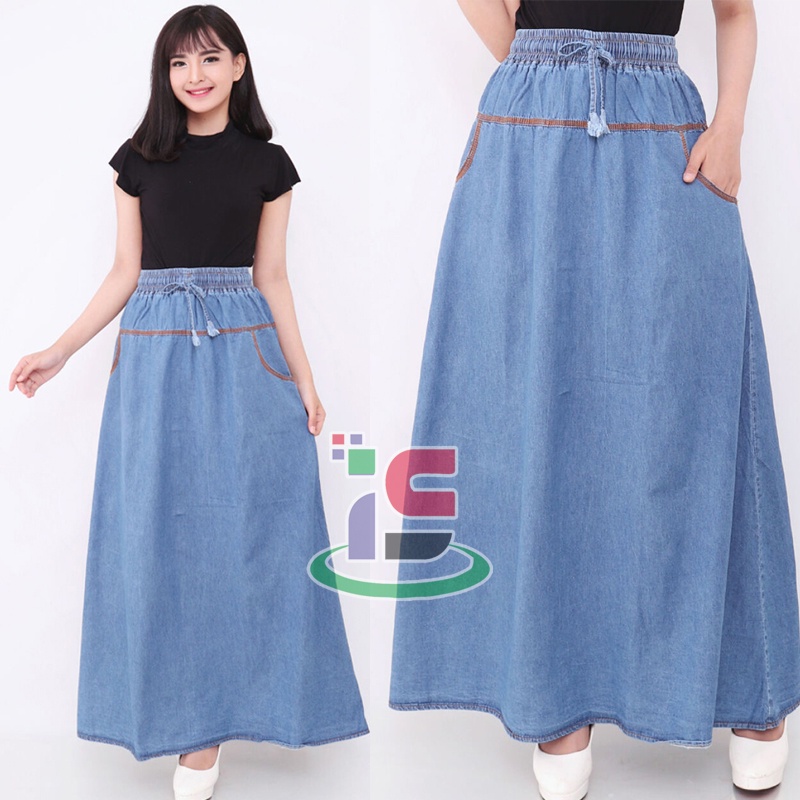 TERLARIS ROK JEANS PANJANG WANITA / ROK PANJANG MAYUNG WANITA HIJAB STYLE