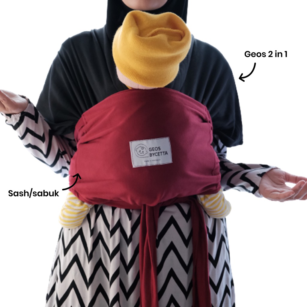 Gendongan Depan Bayi Geos Instan 2 in 1 Baby Wearing - Tosca-2