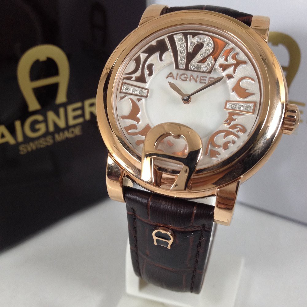 Jam Tangan Pria Jam Tangan Wanita Aigner Bari Dona Brown Rosegold 38mm Premium