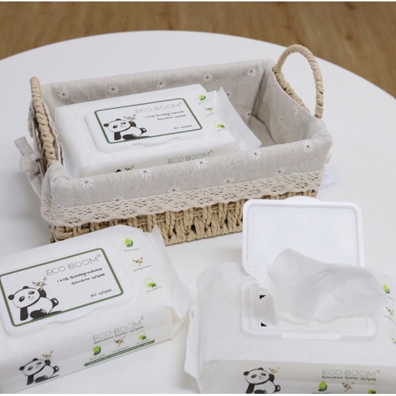 Eco Boom Bamboo Water Wet Wipes - Tissue Tisu Basah 60 Sheets Ecoboom Tisu Basah Bayi Baby Wet Wipes Pure Water