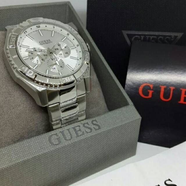 Jam Tangan pria Guess W0479G3 Silver Rantai Original Murah