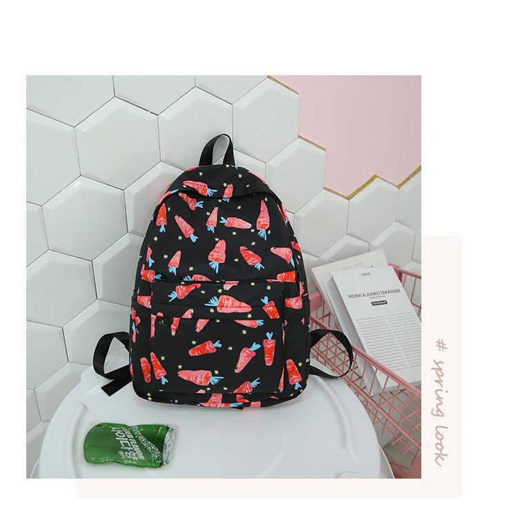 Mores Bag Tas ransel sekolah anak Carrot Korean Nylon backpack Tas ransel wanita import print wortel lucu