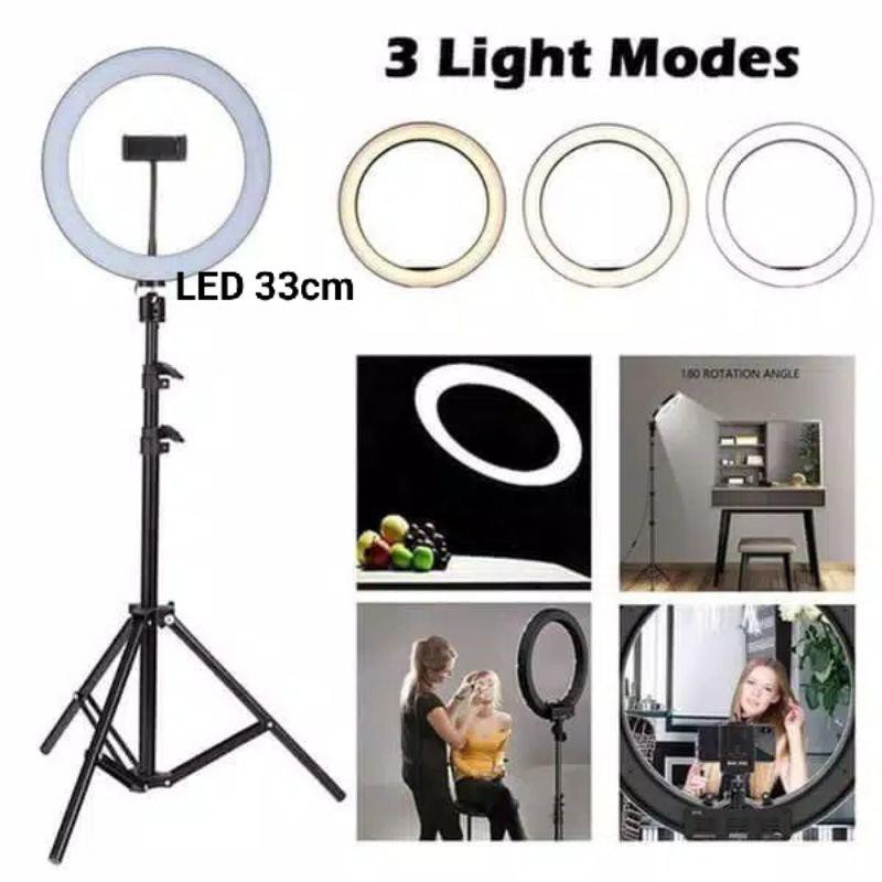 Komplit Ringlight 26cm Paket Komplit Ringlight 26cm + Tripod 2,1Meter Tripod Selfie Lampu Make Up Vl