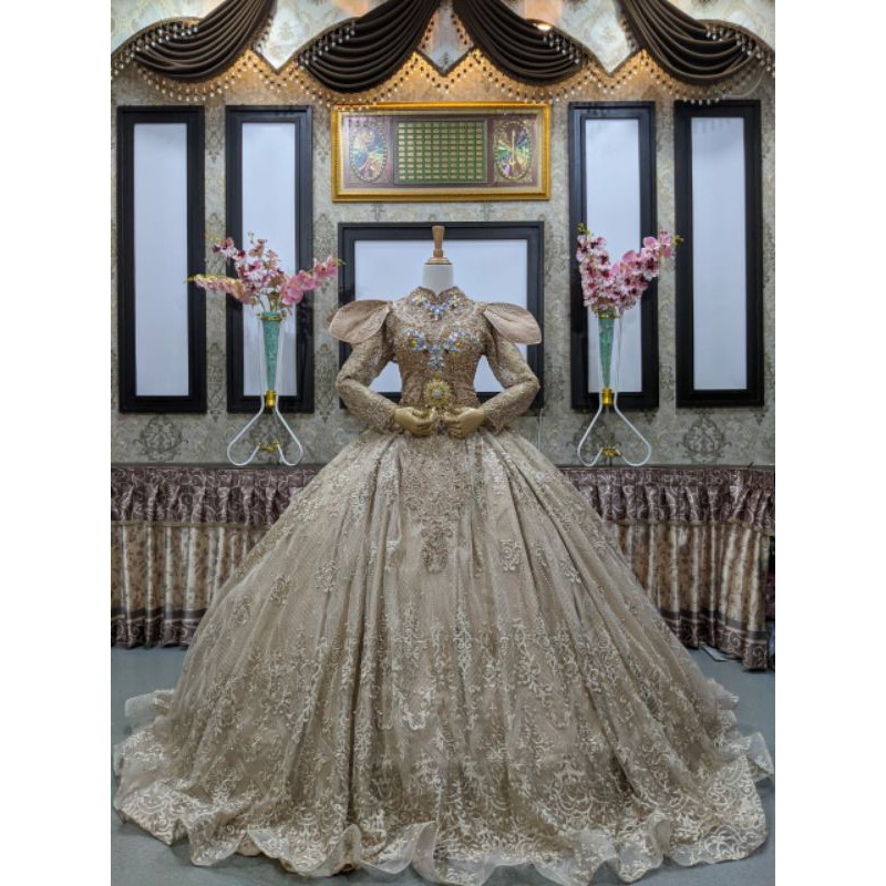 GAUN PENGANTIN BARBIE TILE TRIDI BEREKOR PANJANG//GAUN WEDDING