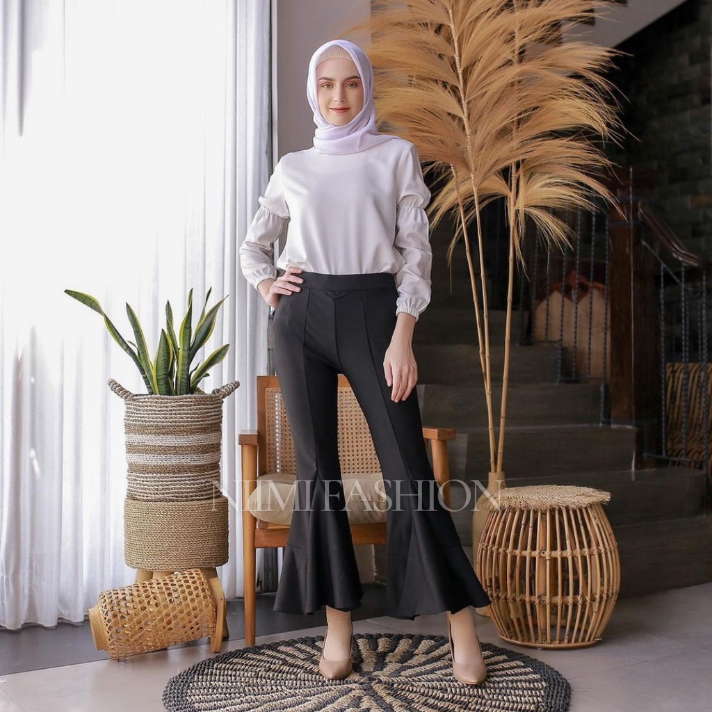 NIMI - Scuba Pants Celana Premium Scuba Import / Celana Cutbray Office Pants Import / Bawahan High Waist Cutbray wanita