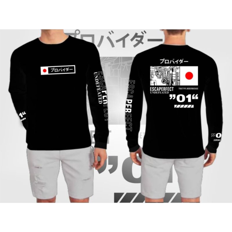 T-SHIRT BAJU KAOS DISTRO PRIA BENDERA JEPANG HITAM PANJANG