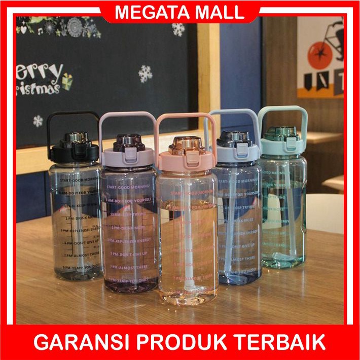 ♫ Megata ♫ A183 [Free Stiker 3D] Botol Minum Glossy Mate Rainbow Motivasi 2 Liter Tumbler Air Import