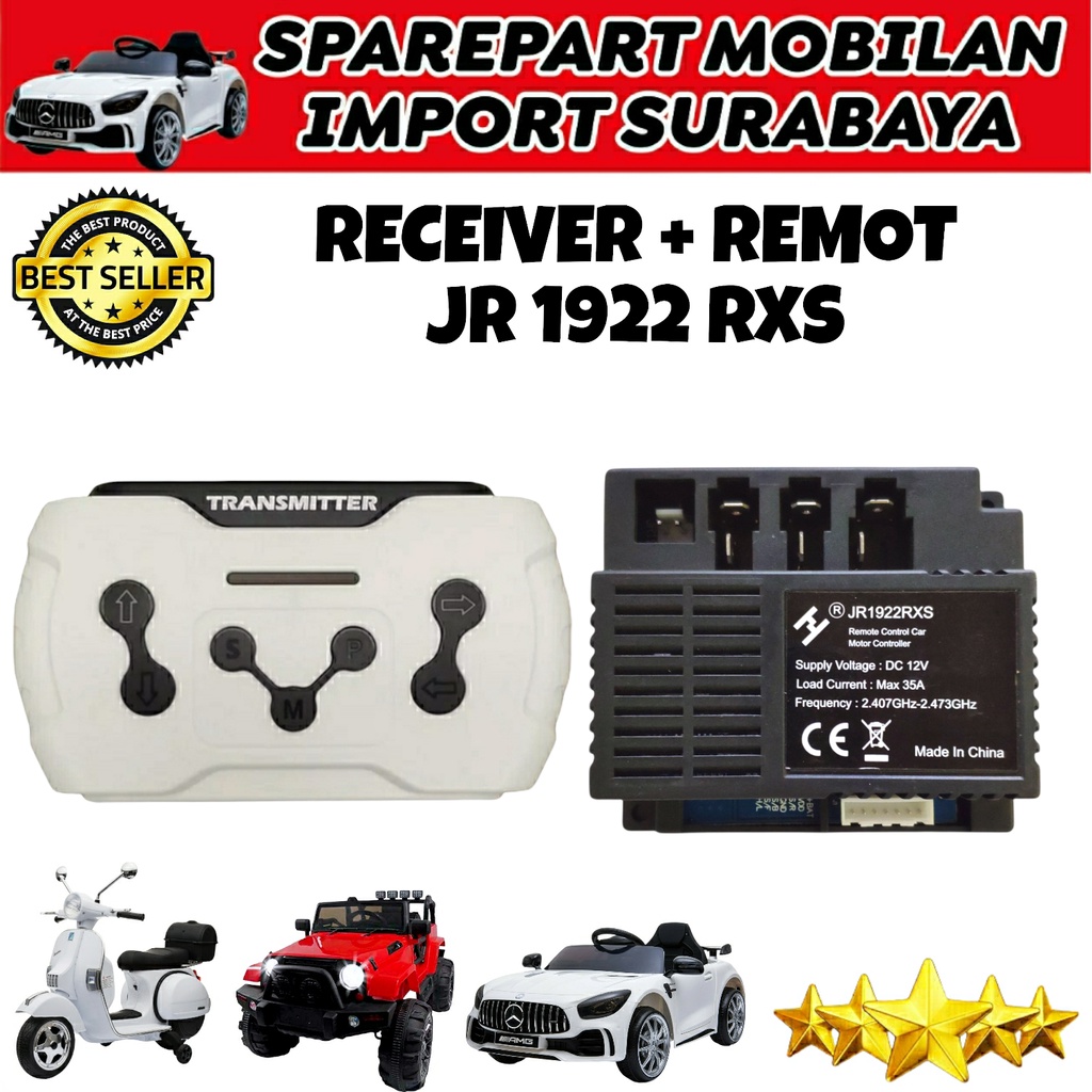 MODUL KONTROL JR 1922 RXS 35A RESEVER JR1922RXS RECEIVER MOBIL AKI MAINAN ANAK 12 VOLT JEEP YUKITA PMB AUTO WHEELER TRANSMITTER PLIKO GEARBOX RIDE ON CAR TOYS CHILDREN