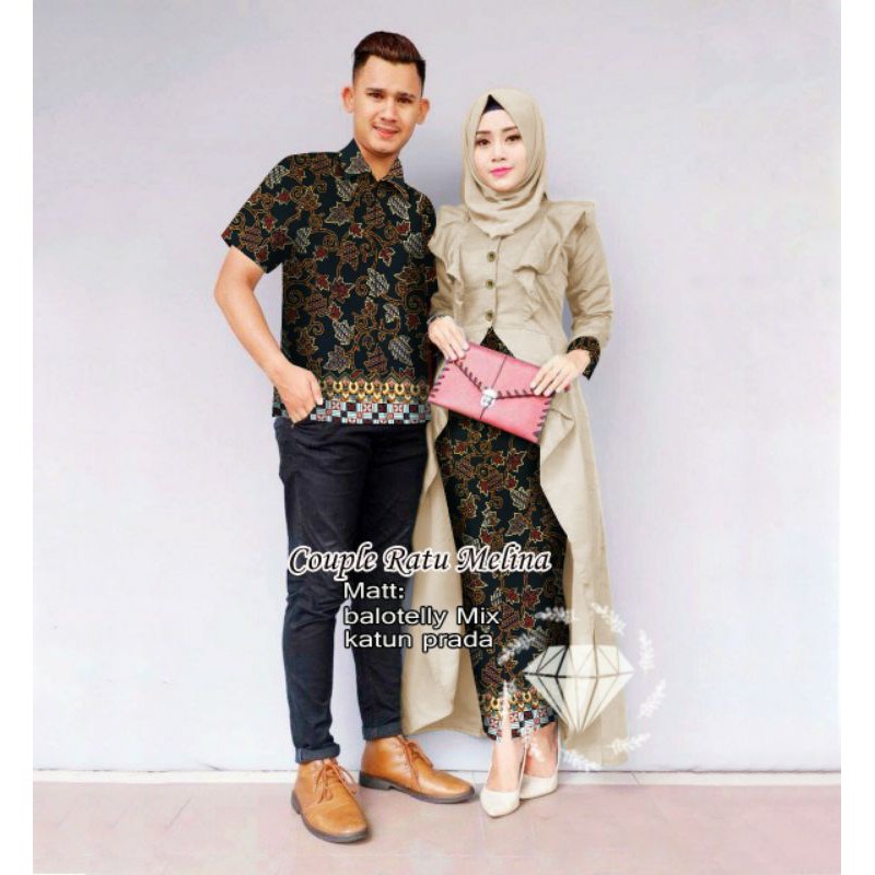 PCS CP RATUMELINA MS FASHION PAKAIAN COUPLE PASANGAN KEMEJA DAN KEBAYA BATIK ADA VIDEO REVIEW PRODUK