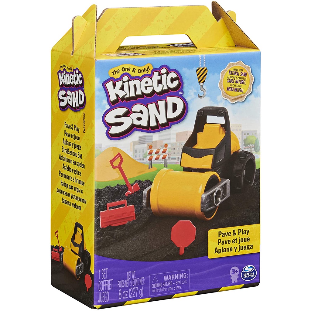 Kinetic Sand, Pave &amp; Play Construction Set with Vehicle and 8oz Black