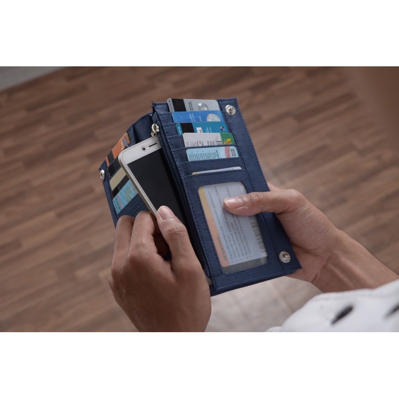 Daylan Dark Blue - Dompet lipat panjang pria dompet kartu cowok donpet laki laki Dinamican Supply