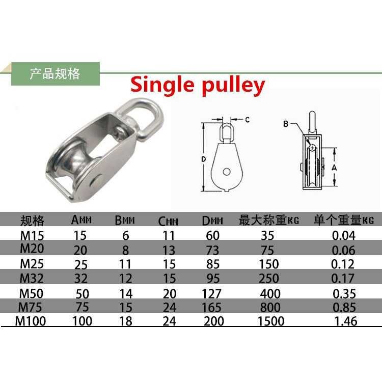 Katrol Pulley Kerekan Mini Serbaguna Multifungsi Stainless Steel 15-20