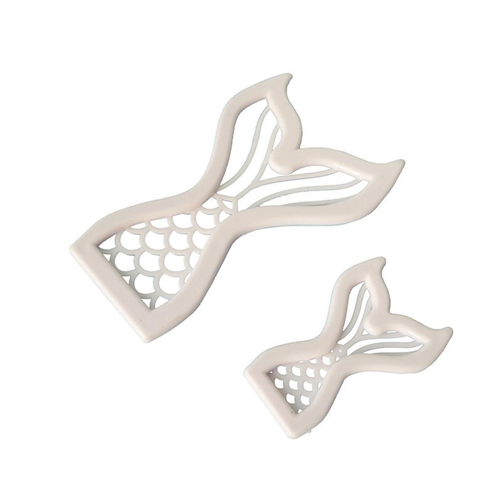 Solighter 2pcs Cetakan Kue Mermaid Plastik Dekorasi Kue Baking Tools Cookie Cutter