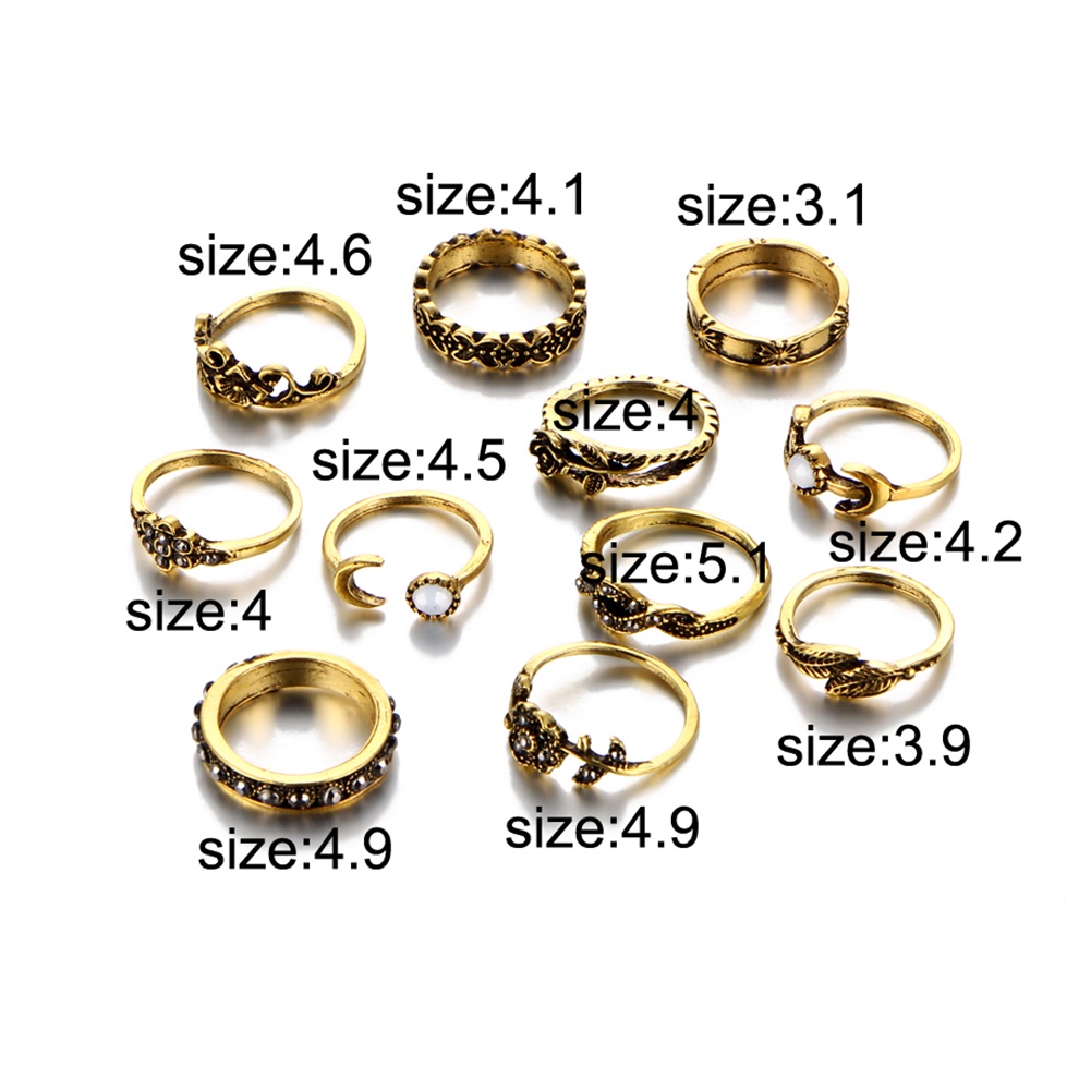 Hu Hu Hu Hu Hu Alat Bantu Pasang Kacamata♡ 11pcsset Cincin Buku Jari Aneka Bentuk Gaya Retro Bahan Alloy Untuk Wanita