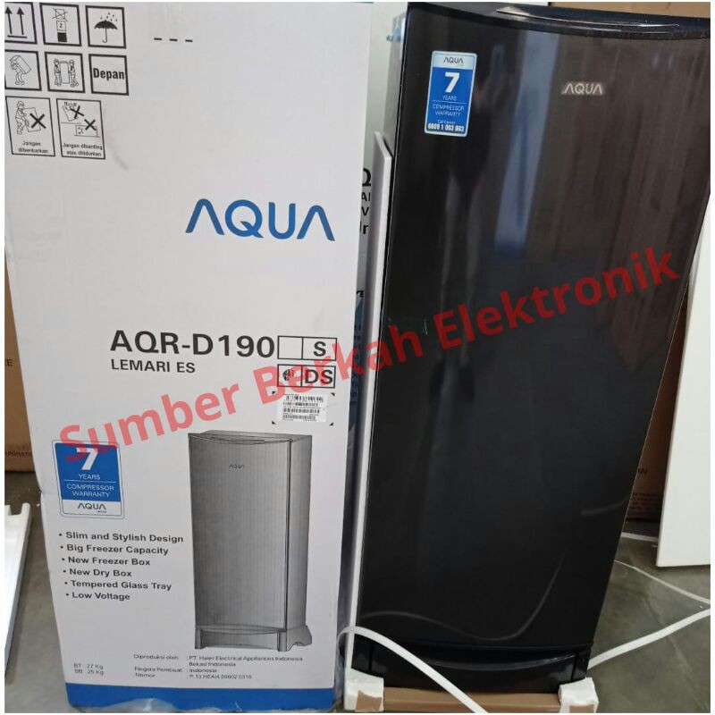 kulkas aqua 1 pintu  165 liter garansi resmi 80 watt aqr d 190 DS / S murah bandung PROMO