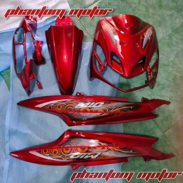 Cover body full halus mio smile merah + stiker