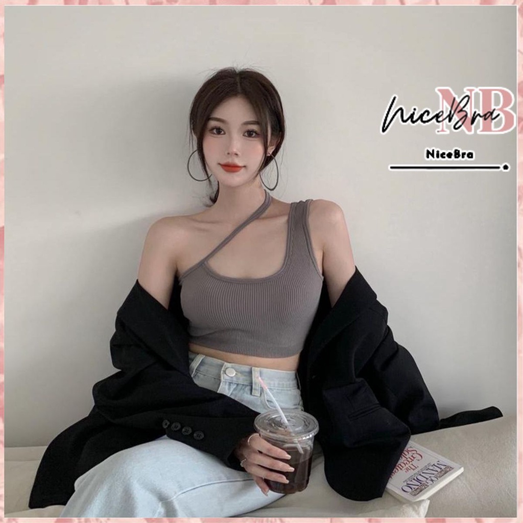 Brasay Tanktop Crop Top Tali Samping Korean Cross Tanktop Stylish Wanita Toga Padded Tanktop Crop Tanktop Bra With Cup Tanpa Kawat Import 1108