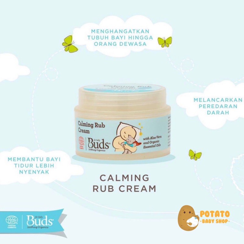 Buds Calming Rub Cream Jar Tube - Krim Pengganti Telon Organik / Anti KoliK Anti Kembung - Krim Penghangat Badan
