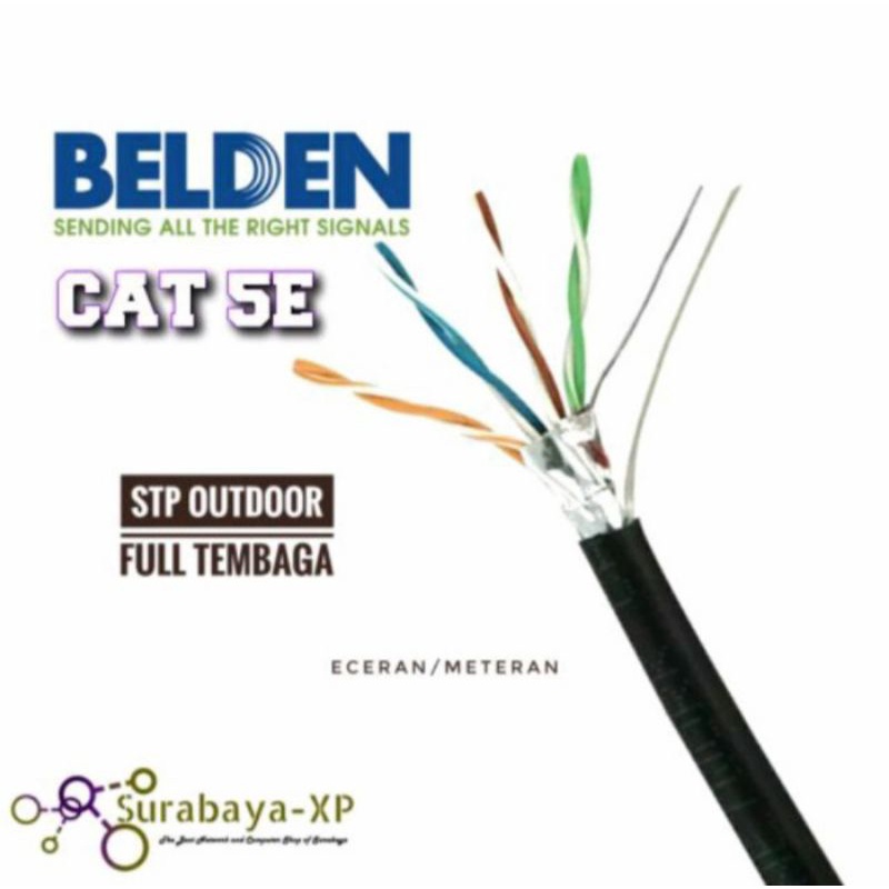 Kabel UTP LAN BELDEN Outdoor STP CAT5E Eceran Per Meter Ecer Spectra Non Krimping Meteran FTP