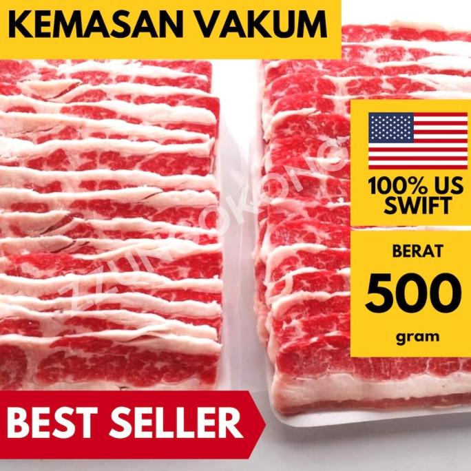 Shortplate Vakum Beef Slice Daging Sapi Yoshinoya 500 Gram 500Gr Lalimahana
