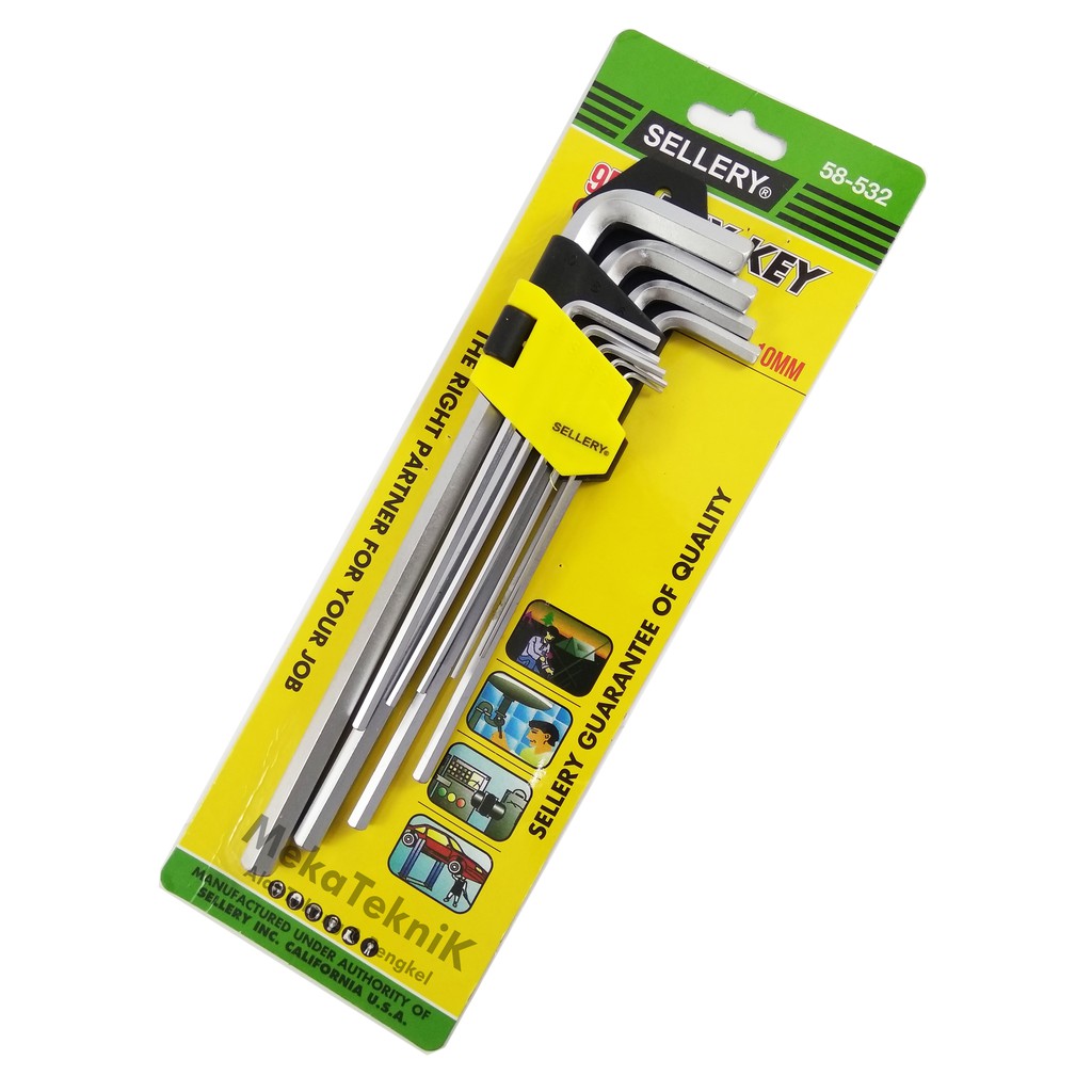 KUNCI L PANJANG SET 9 PCS SELLERY / HEX KEY SELLERY USA / KUNCI L