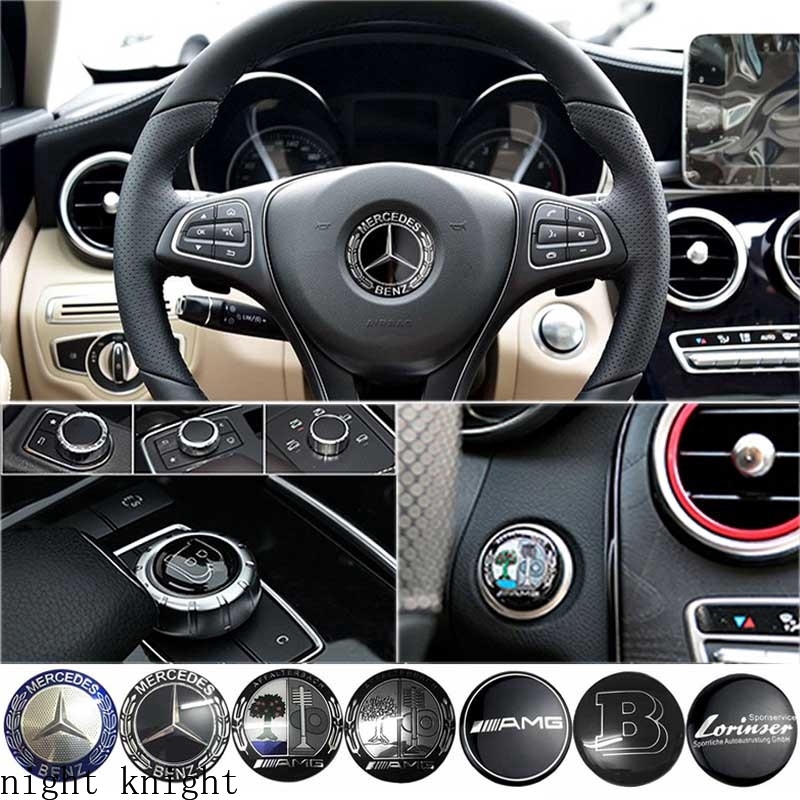 Stiker Emblem Tombol Tengah Setir Mobil 29mm 38mm Motif Night Knight Untuk Mercedes Benz Amg Apple