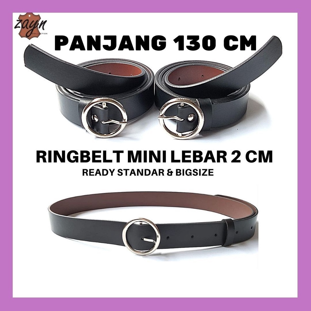 Ikat Pinggang Wanita Jumbo Ring Belt Fashion Korea  Model Kepala Bulat Jarum Ukuran Panjang Gesper Mini Tali Kecil Bigsize Oversize