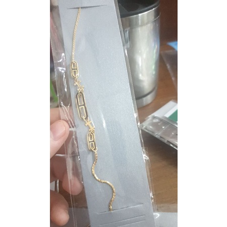 Gelang rantai hollow syahnaz polos emas asli 375 17cm 17 cm murah simple