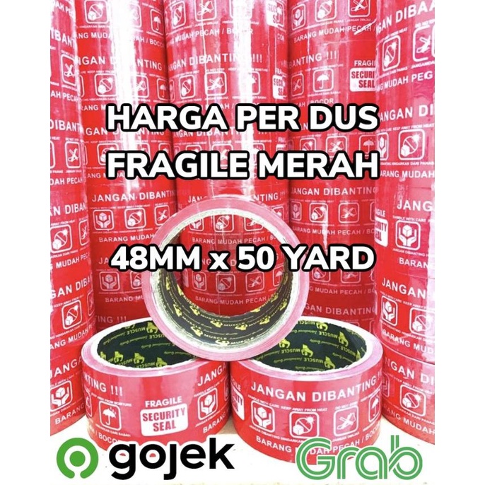 

LAKBAN FRAGILE MERAH 2" (48MM x 50Y) SUPER MURAH PROMO !! Harga DUSAN