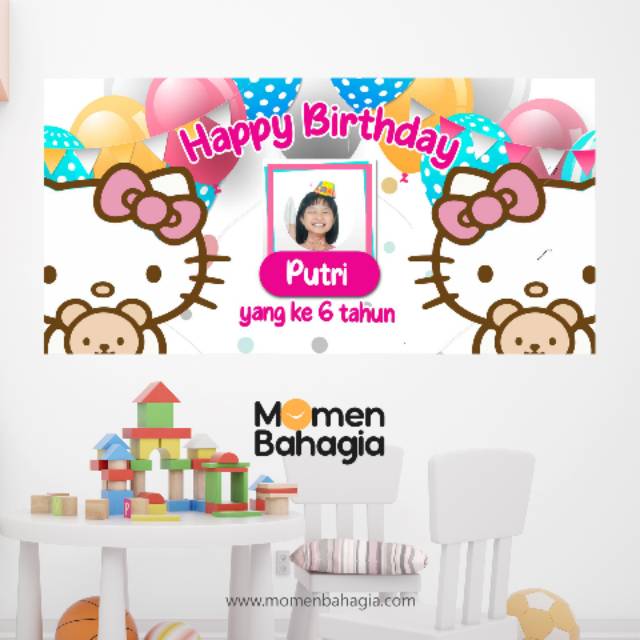 Backdrop / Banner Ulang Tahun Hello Kitty Premium Bagus Murah 002