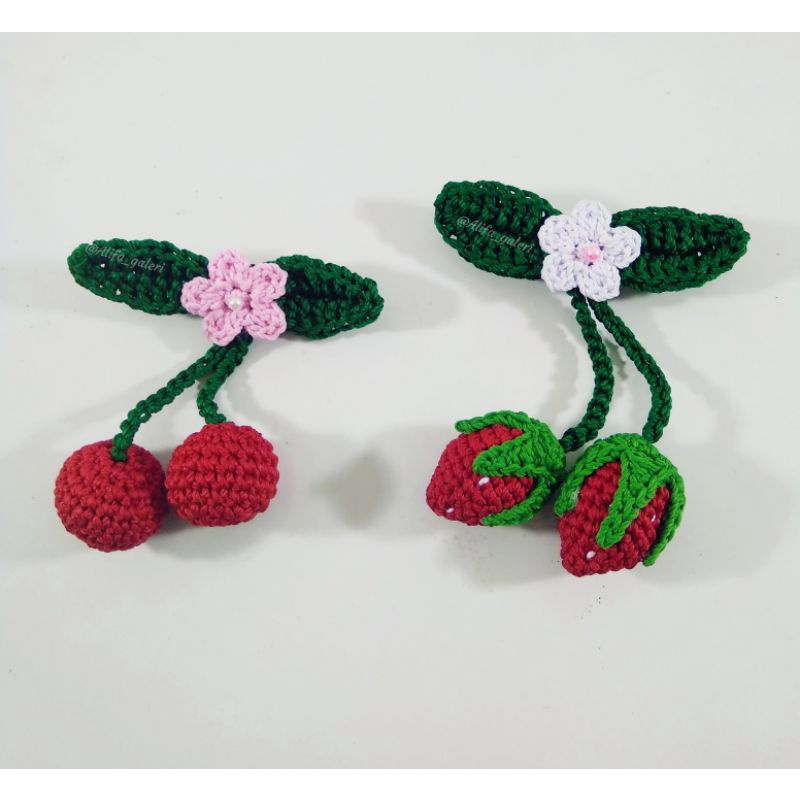 Alifa Bros rajut buah / bros rajut Cherry / bros rajut strowberry / bros rajut cantik / bros rajut a