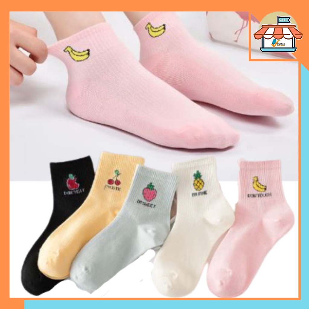 RSB KK222 Kaos Kaki Motif Buah Cute Kaos kaki Pendek Socks Fruit Fashion Wanita Korea