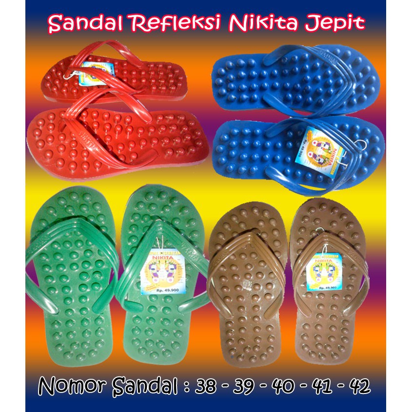 SANDAL JEPIT REFLEKSI TERAPI AKUPUNTUR NIKITA BB UK. 43/44 WARNA ACAK