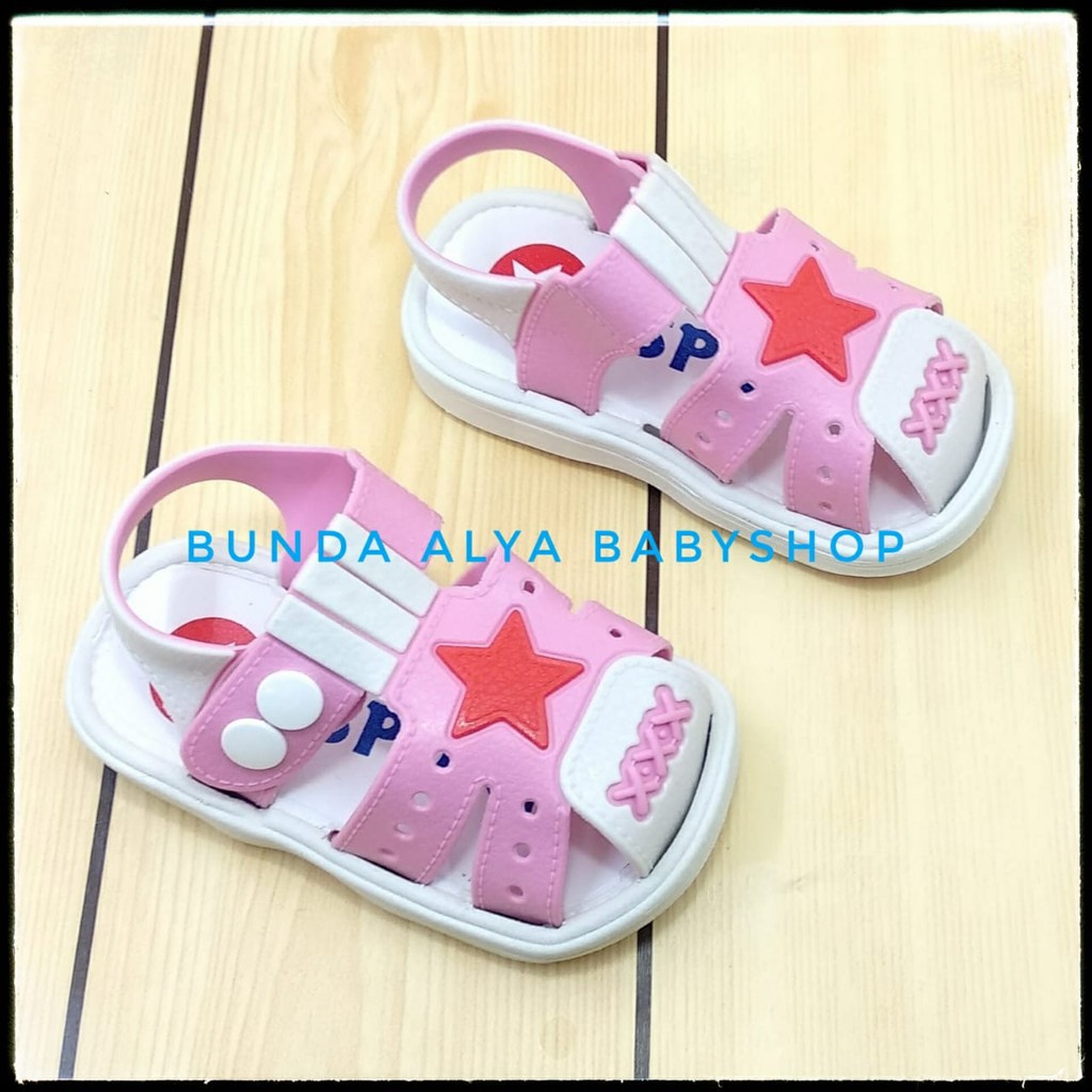 Sendal Anak Perempuan IMPORT Usia 6 Bulan 1 2 Tahun PINK - Sepatu Sandal Anak Cewek Bintang Lentur Alas Karet Anti Licin