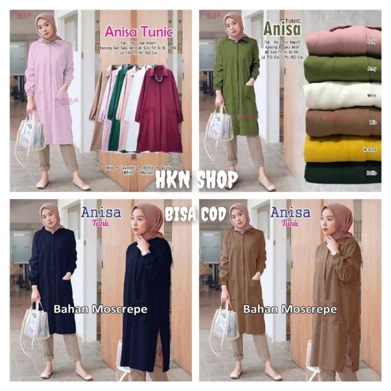 [ BISA COD ] TUNIK ANISA BAHAN MOSCREPE  FIT TO XL