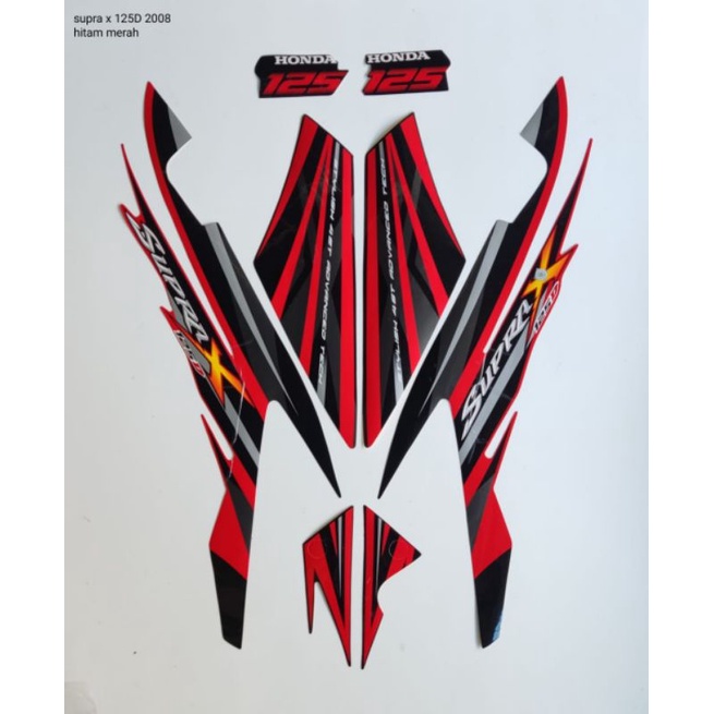 STRIPING SUPRA X 125 D 2008 HITAM MERAH