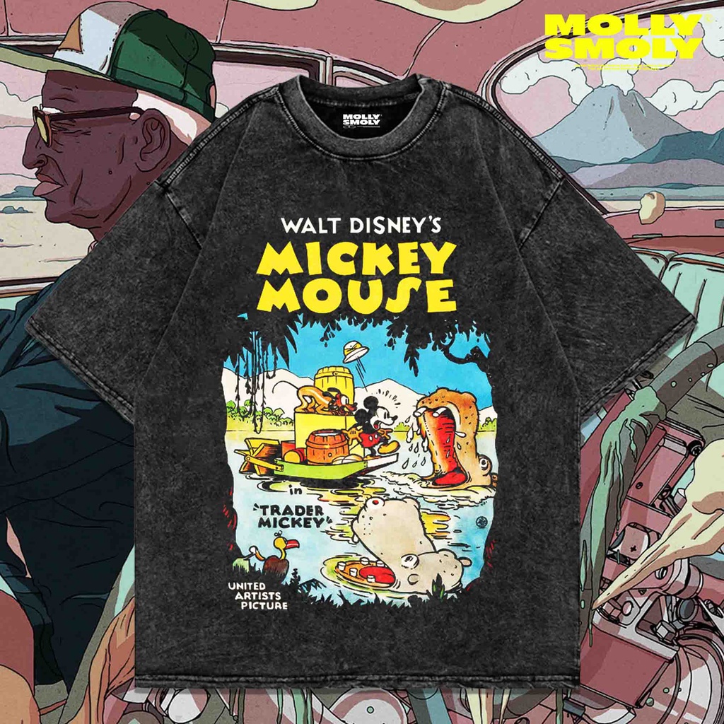 KAOS MICKEY MOUSE WALT DISNEY OVERSIZE WASHED | T-SHIRT WASHED OVERSIZE | MICKEY MOUSE