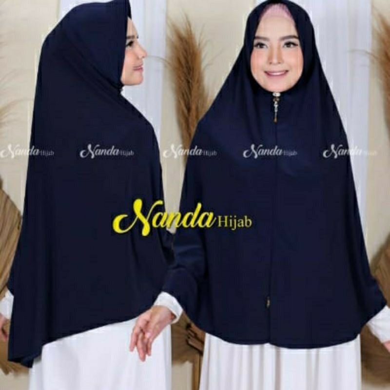 Hijab Jilbab Instan Bergo Syari Jersy Super Jersi korea Import Polos Hamidah-Navy