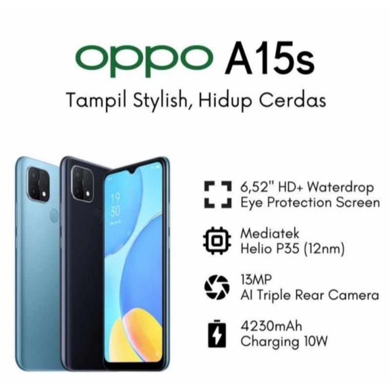 OPPO NEW A15s 4/64GB - GARANSI RESMI OPPO (4+64GB)