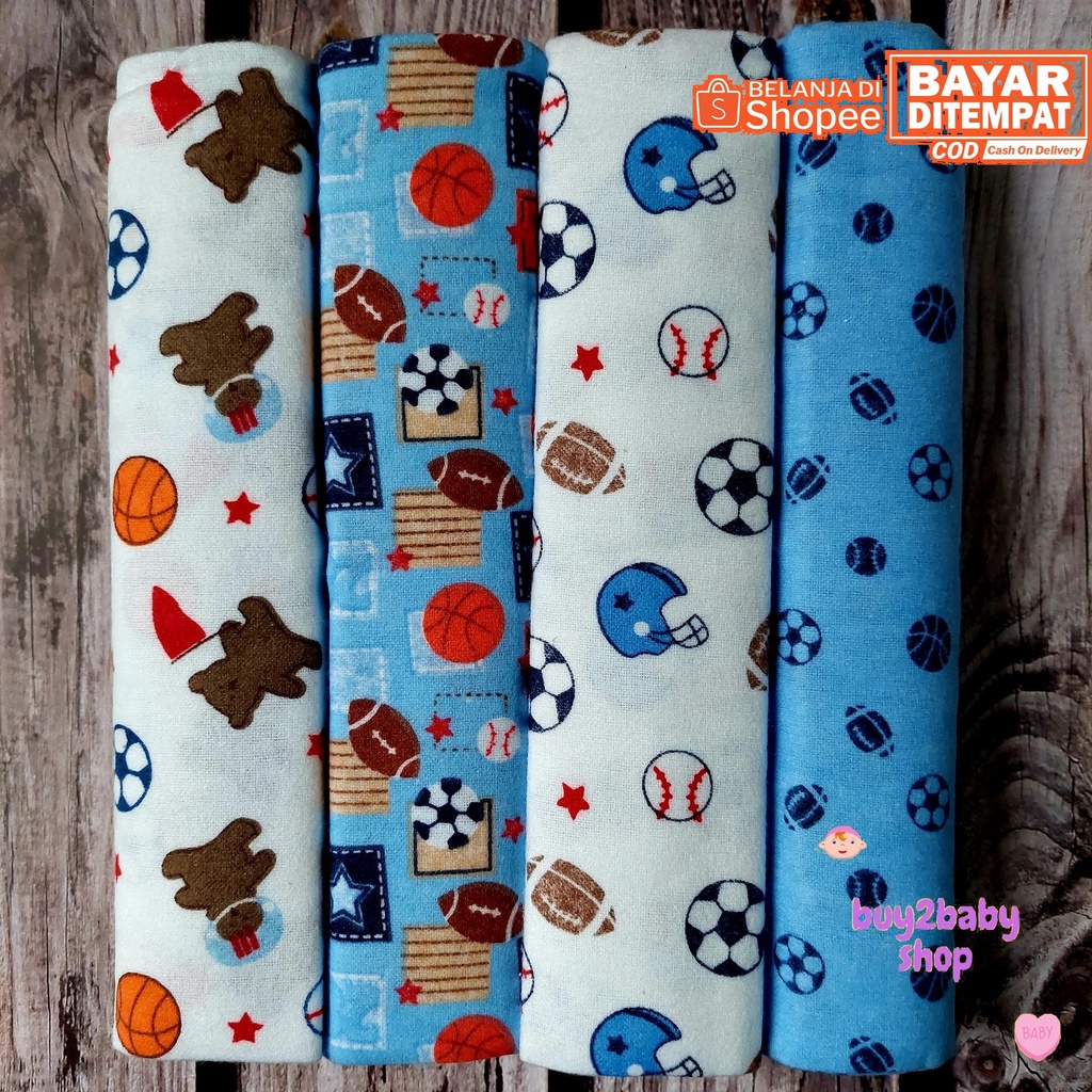 Bedong bayi Carter bahan flanel motif boy &amp; girl 4 PCS