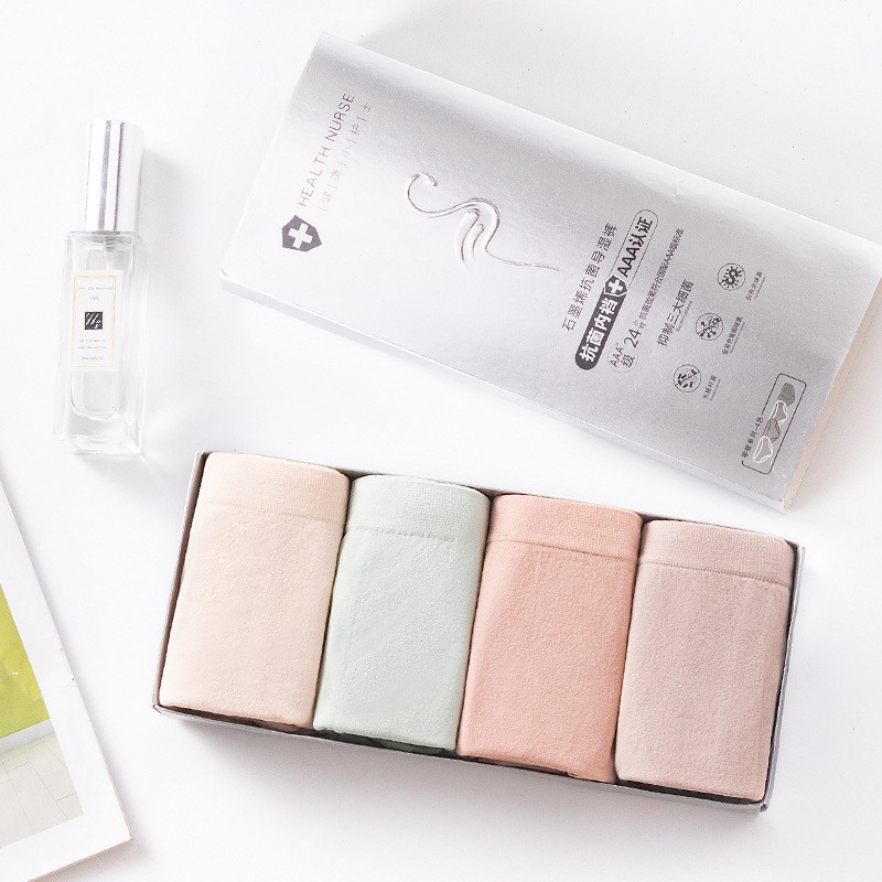 [Set Kotak 4pcs] Celana dalam antibakteri graphene wanita Pakaian Dalam CD Seamless-Silver 1 Box (4pcs)