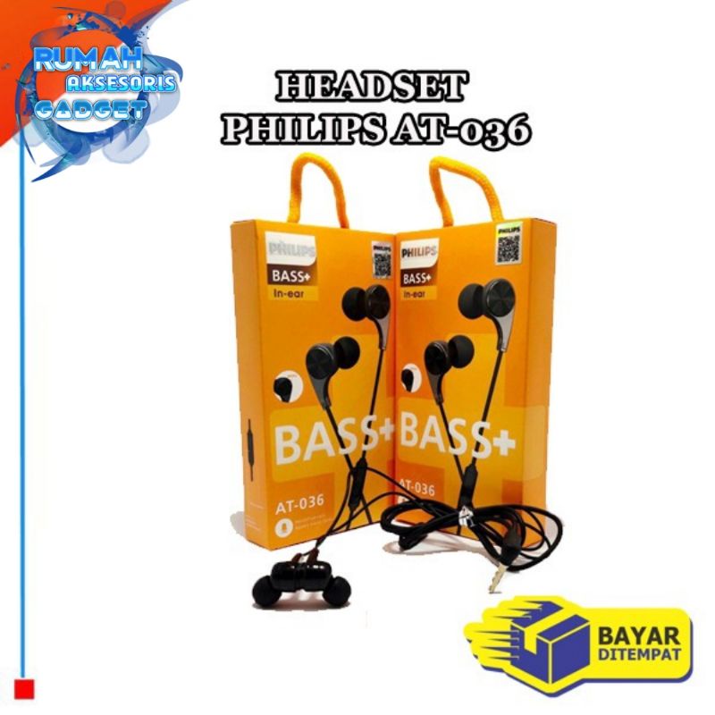 ORIGINAL 100% HF Philips AT 036 Grade A Magnetic Handsfree headset earphone premium original super Mega bass asli