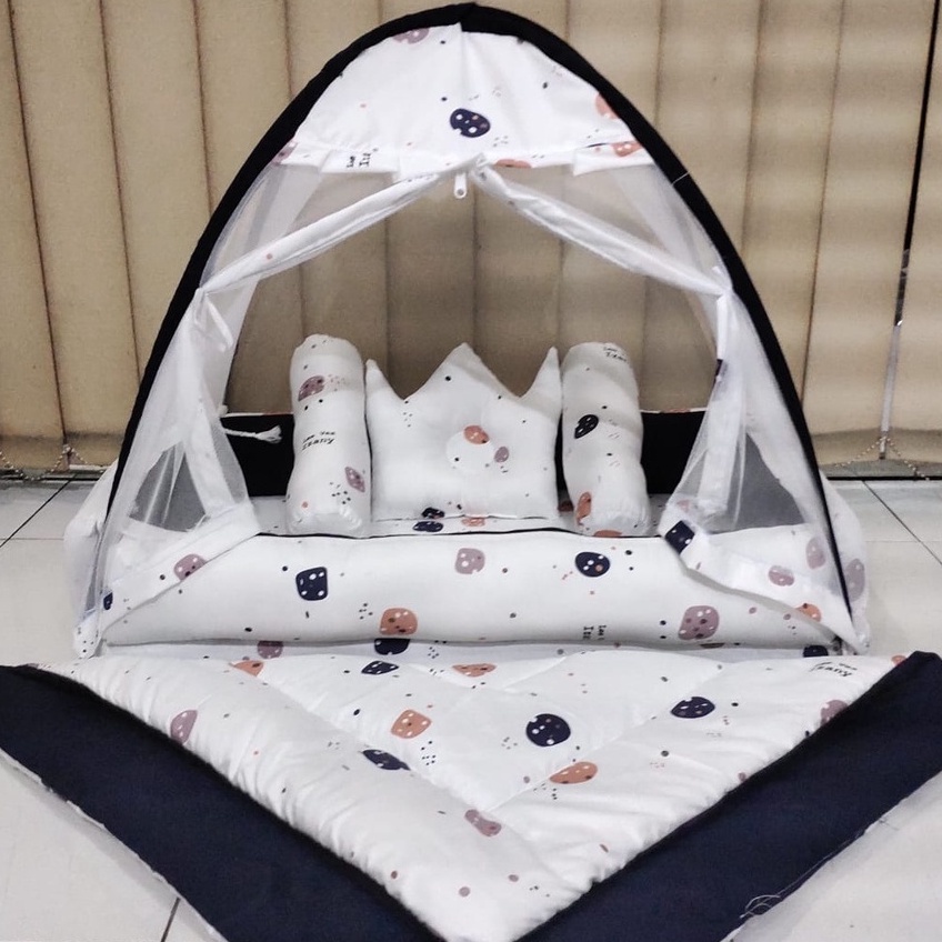 Kasur Kelambu Bayi Baru Set Bantal Guling PREMIUM / Kasur Lipat Kelambu Bayi / Kasur Kelambu