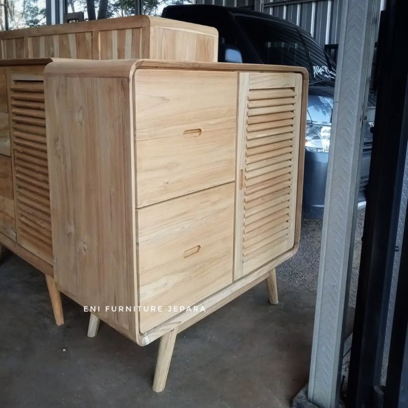 Nakas Retro Minimalis Jati - Buffet Retro Jati Minimalis - Lemari Retro Jati Minimalis Harga Murah