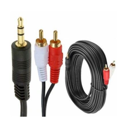 Cable jack aux 3.5mm To Rca 2 gold plated 10 meter standard stereo - Kabel audio 3.5 to audio L/R rca2 1-2 10m