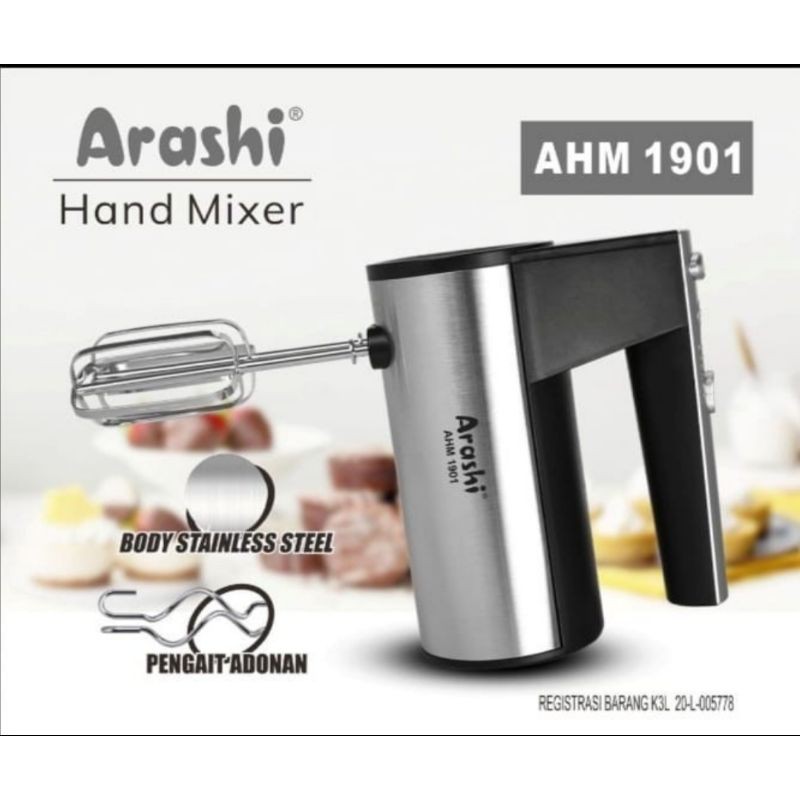 Hand Mixer ARASHI AHM 1901 Stainless Steel AHM-1901