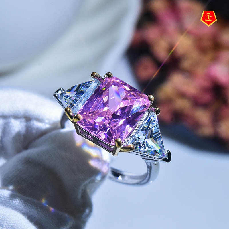 [Ready Stock]Fashion Elegant Pink Moissanite Women's Ring