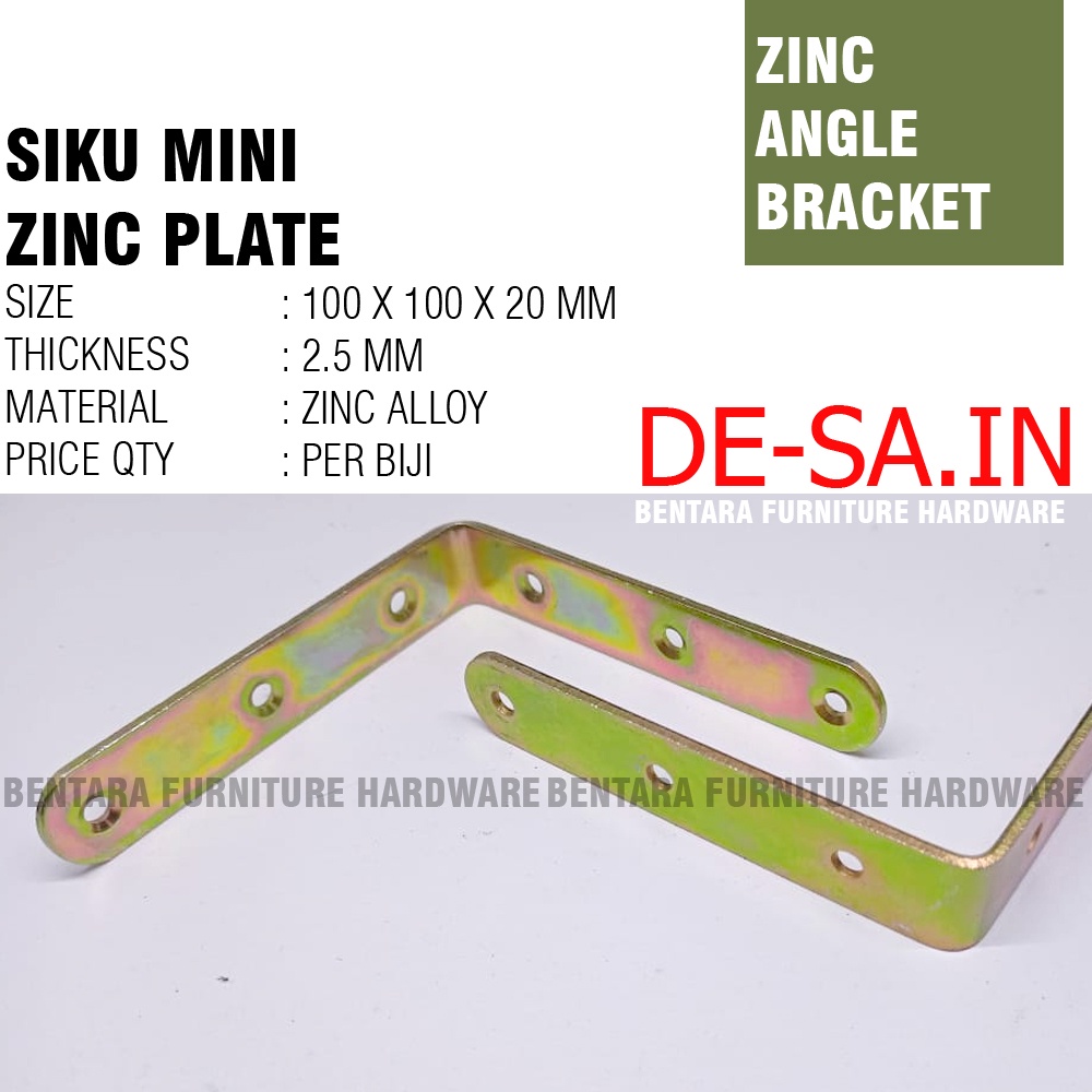 10 CM SIKU TEBAL - Braket Siku Zinc Plate 100 x 100 x 18MM - Steel L-Shaped Angle Zinc Plate Bracket Fastener Rak Ambalan 10 x 10 x 1.8 CM