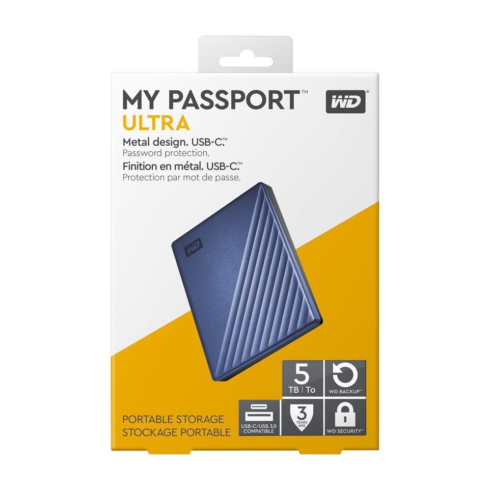 WD 5TB My Passport Ultra Type C Blue Portable External Hard Drive
